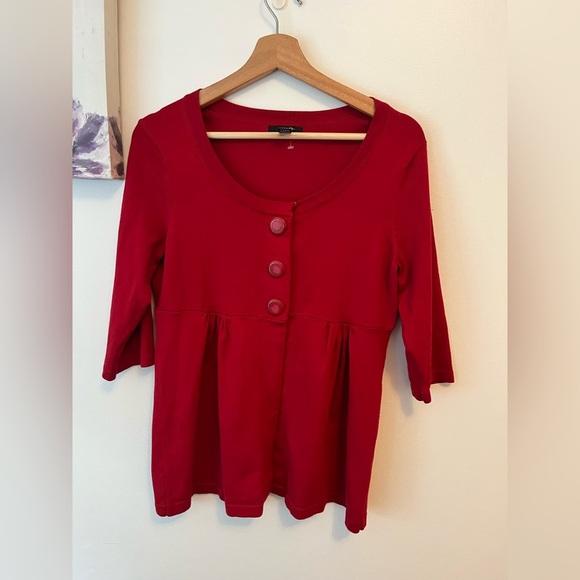 Alfani button up sweater in red- Small - Picture 3 of 8
